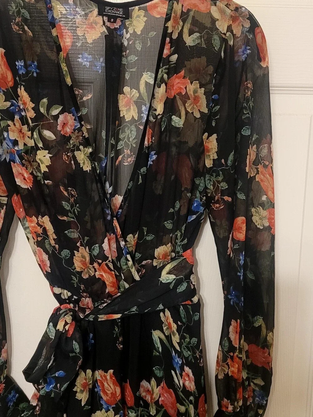 Spy Zone Exchange Women's Multicolor sheer Floral Maxi Dress, Size Medium